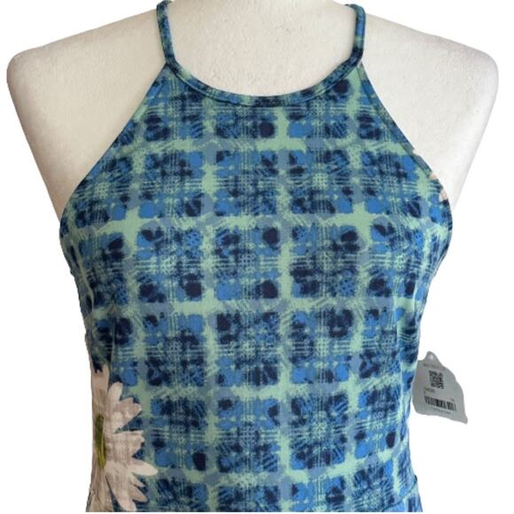 Alterd State Dress Blue White Daisy Halter Neck Sleeveless Mini Dress Medium NEW - Picture 2 of 12
